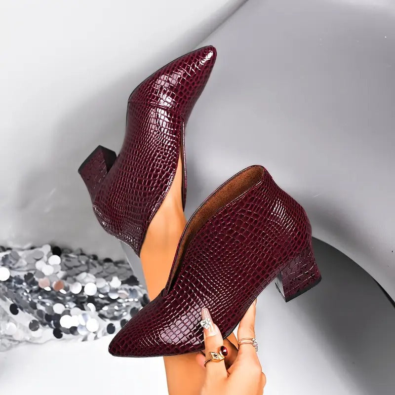 FLOWRA - Eleganckie, seksowne botki damskie z wycięciem w serek