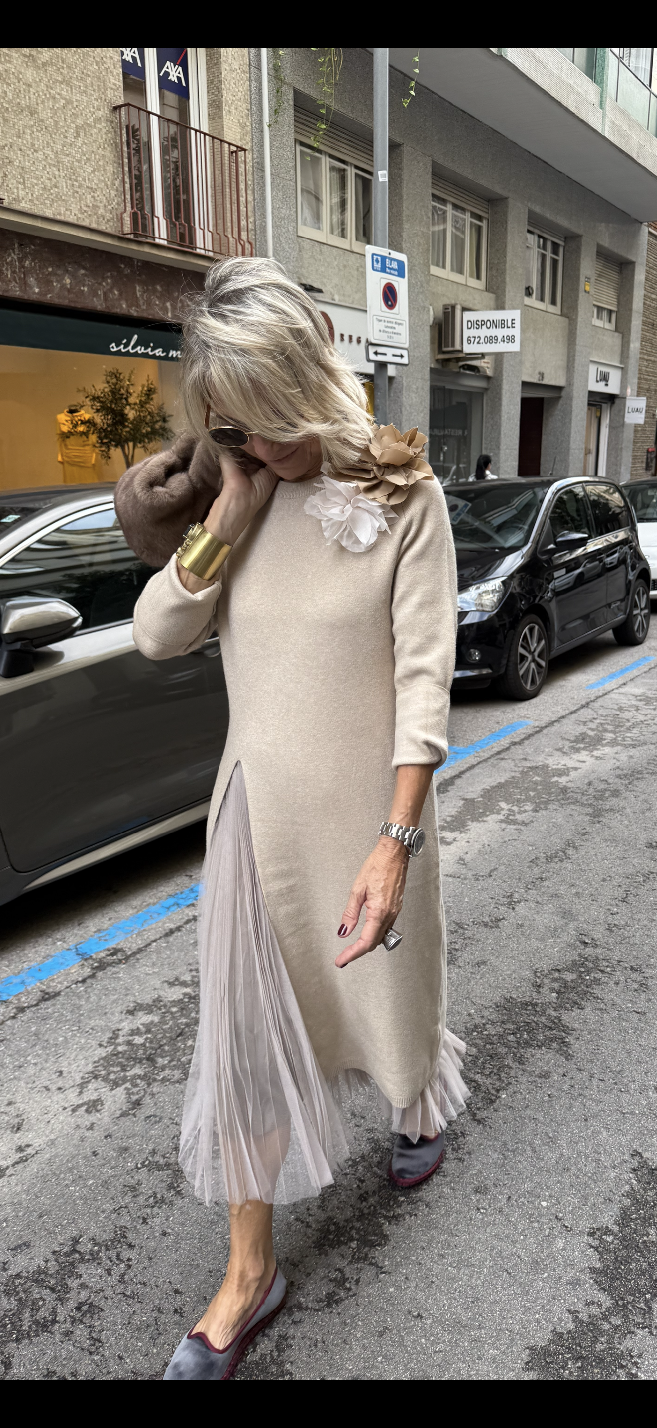 Suma - Sukienka z dzianiny tiulowej