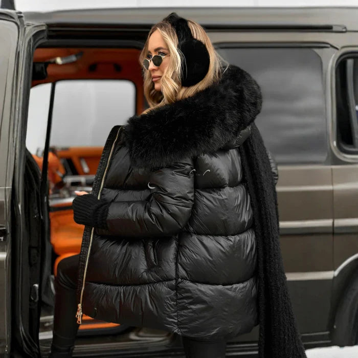 Esika | Pikowany Puchowy Płaszcz Z Kapturem