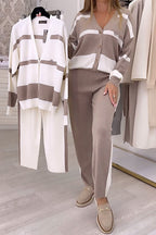 Monti - Modny, dzianinowy sweter w kontrastowym kolorze, dwuczęściowy komplet